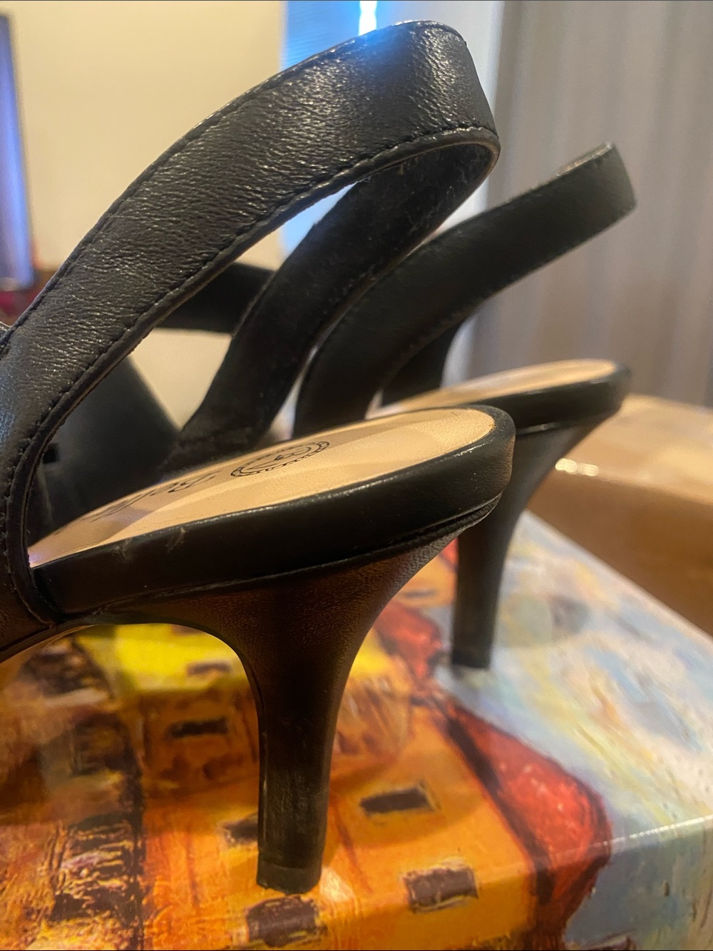 Bella Vita Black Pointed Slingback Pumps with Single Strap - Picture 4 of 9